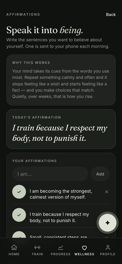 Affirmations screen